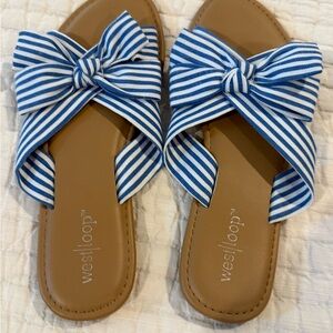 West Loop Striped Blue and White Sandals